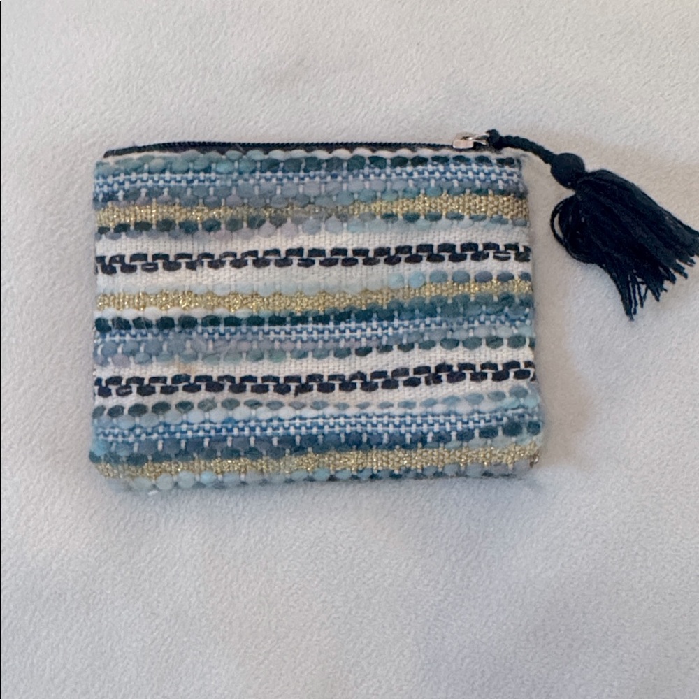 America and Beyond Beaded Evil Eye Clutch - Blue and Gold Sequins & Beads Bag - Picture 2 of 6